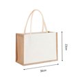 thumbnail image 5 of husxh Women Burlap Jute Tote Bag Large Capacity Canvas Grocery Tote Handbag Contrast Color Ladies Outdoor Handbag, 5 of 8