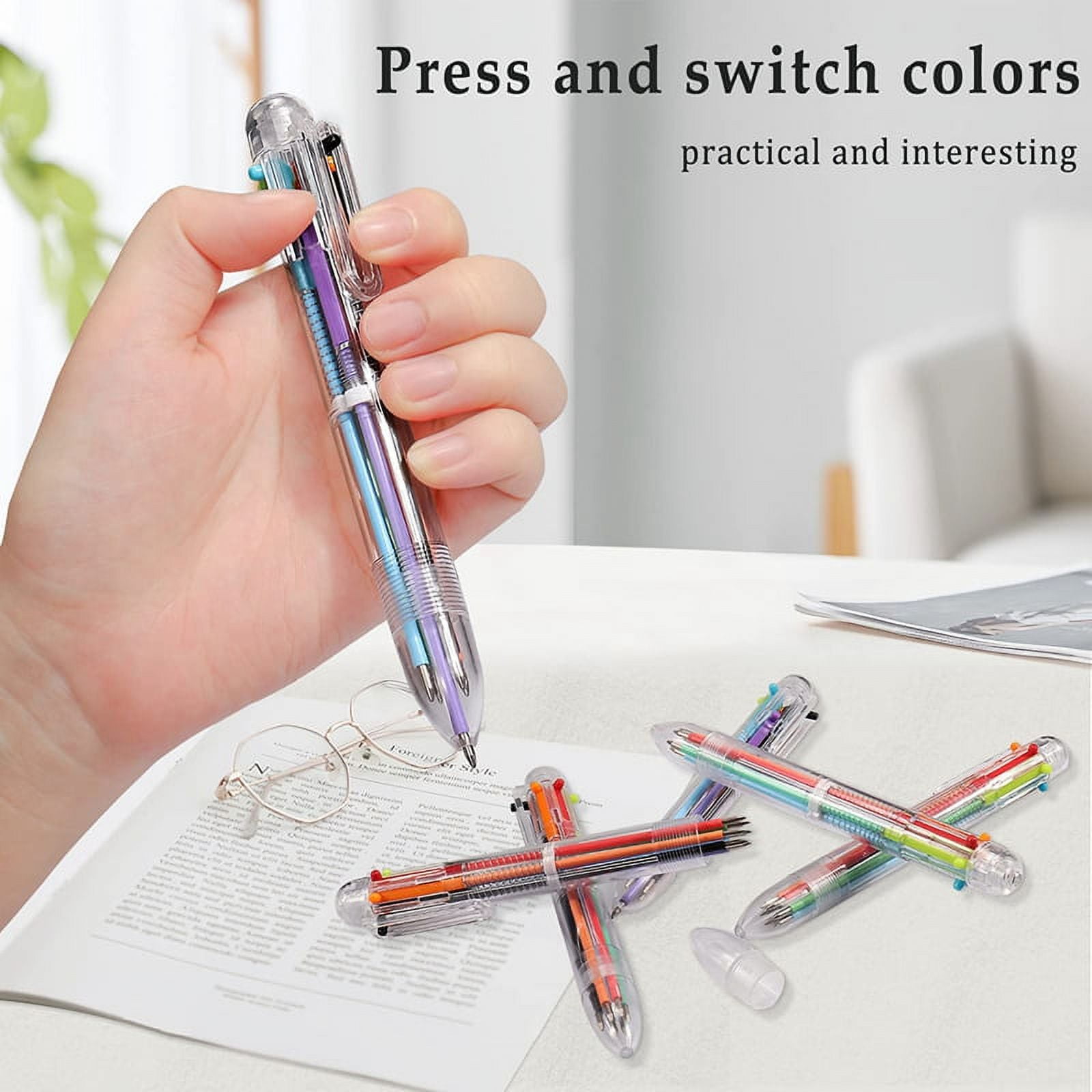 UFHTech 4pcs Multi-Color Ballpoint Pen Multi-function Press 6 Color Pen Novelty 6 Color in 1 Ballpoint Pen Office School Supplies Students Gift