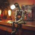 thumbnail image 2 of Lámparas de robot industrial para niños Lámpara Steampunk de estilo retro Lámpara de mesa fresca y linda Luz de tubería de agua para oficina, dormitorio, sala de estar, 2 of 7