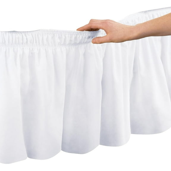 Debonair Wrap Around Ruffled Bed Skirt 15 Inch for Queen Size Beds, White