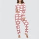 thumbnail image 5 of Conjunto de top y pantalones de poliéster con bolsillos largos y estampado de cuello redondo informal para mujer, 5 of 6