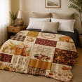 thumbnail image 2 of SPXUBZ Rustic Harvest Patchwork Flannel Fleece Blanket, Farmhouse Fall Throw Blanket, Soft Cozy Warm Blanket for Bedroom Sofa Decor 50"x40", 2 of 5