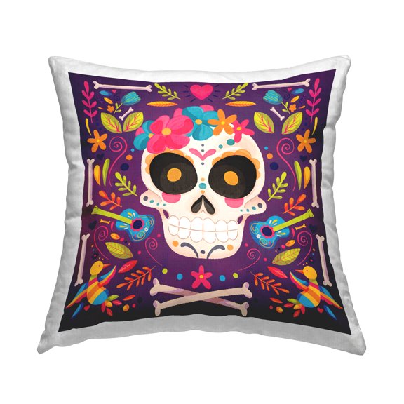 Stupell Industries Floral Day Of Dead Botanicals Printed Throw Pillow Design by ND Art