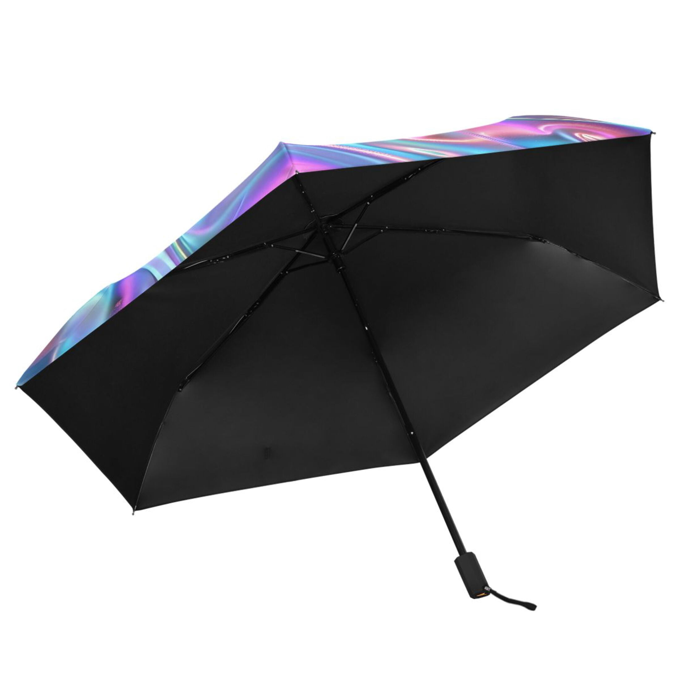 Iridescent Liquid Marble Compact Sun Umbrella Windproof Travel Umbrellas for Rain Strong Portable UV Protection