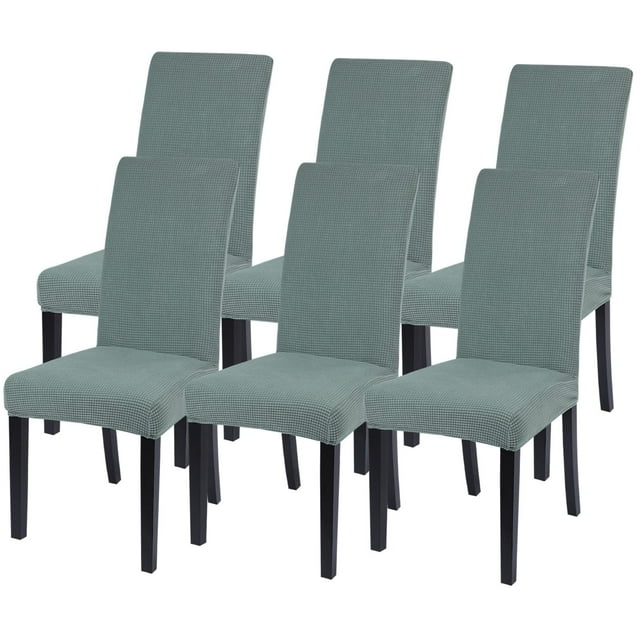 Juego de 6 fundas para sillas SearchI, tejido jacquard elástico, color verde salvia