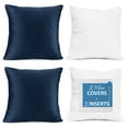 thumbnail image 1 of Nestl Plush 2 Pack Solid Decorative Microfiber Square Throw Pillow Cover with Throw Pillow Insert for Couch, Navy Blue, 16" x 16", 1 of 1