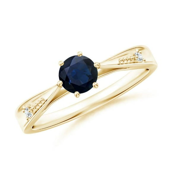 Round Shape Blue Sapphire CZ Diamond Band Ring 925 Sterling Silver Yellow Gold Plated September Birthstone Mothers Day Women Gift Gemstone Jewelry