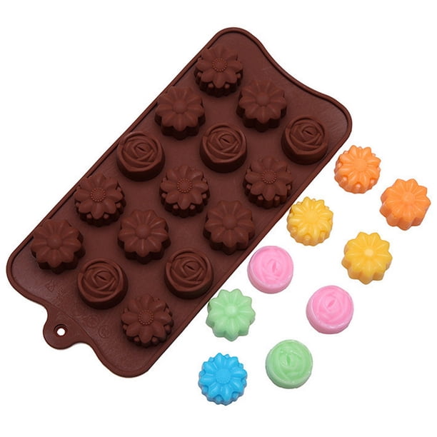 Fiudx Molde de Chocolate con Forma de Flor, Herramienta para Hornear Pasteles con Forma de Rosa, Bandeja de Hielo Antiadherente, Apto para Horno de -40 °C a 230 °C, Ideal para Fondant y Mazapán, Perf