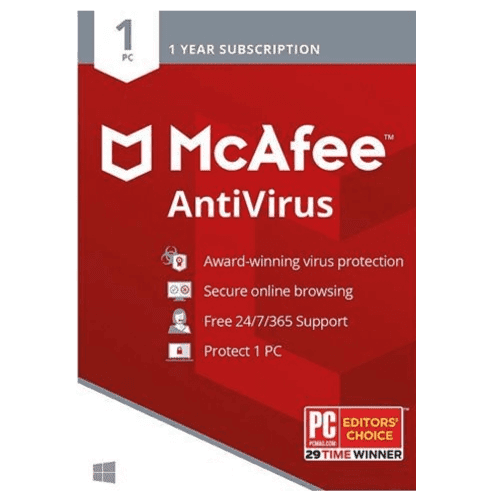 McAfee AntiVirus 1-Year | 1-Device (Windows/Mac OS/Android/iOS)