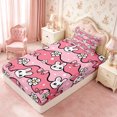 thumbnail image 2 of Manfei Kawaii Rabbit Twin Fitted Sheet 2 Pieces,Flowers Ribbon Bow Bedding,1 Fitted Sheet and 1 Pillowcase, 2 of 4