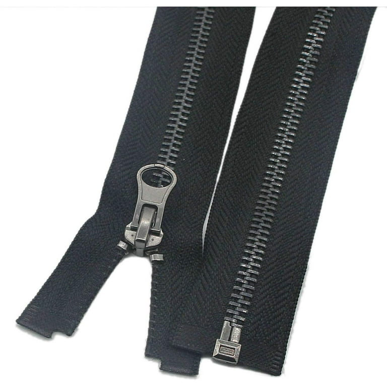 2pcs #5 25 Inch Separating Jacket Zipper Black Nickel 63cm Metal Zipper  Heavy Duty Metal Zippers for Jackets Sewing Coats Crafts 25 Nickel 