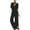 Black, variant on Fesfesfes Jumpsuit for Women Solid Color V-Neck Romper Casual Broad Legs Chiffon Jumpsuit Body Suit