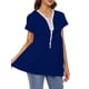 thumbnail image 5 of Camiseta mujer, Camiseta de manga corta para mujer con cordones y cuello en V, camisas informales ac Meterk Azul/Medio, 5 of 6