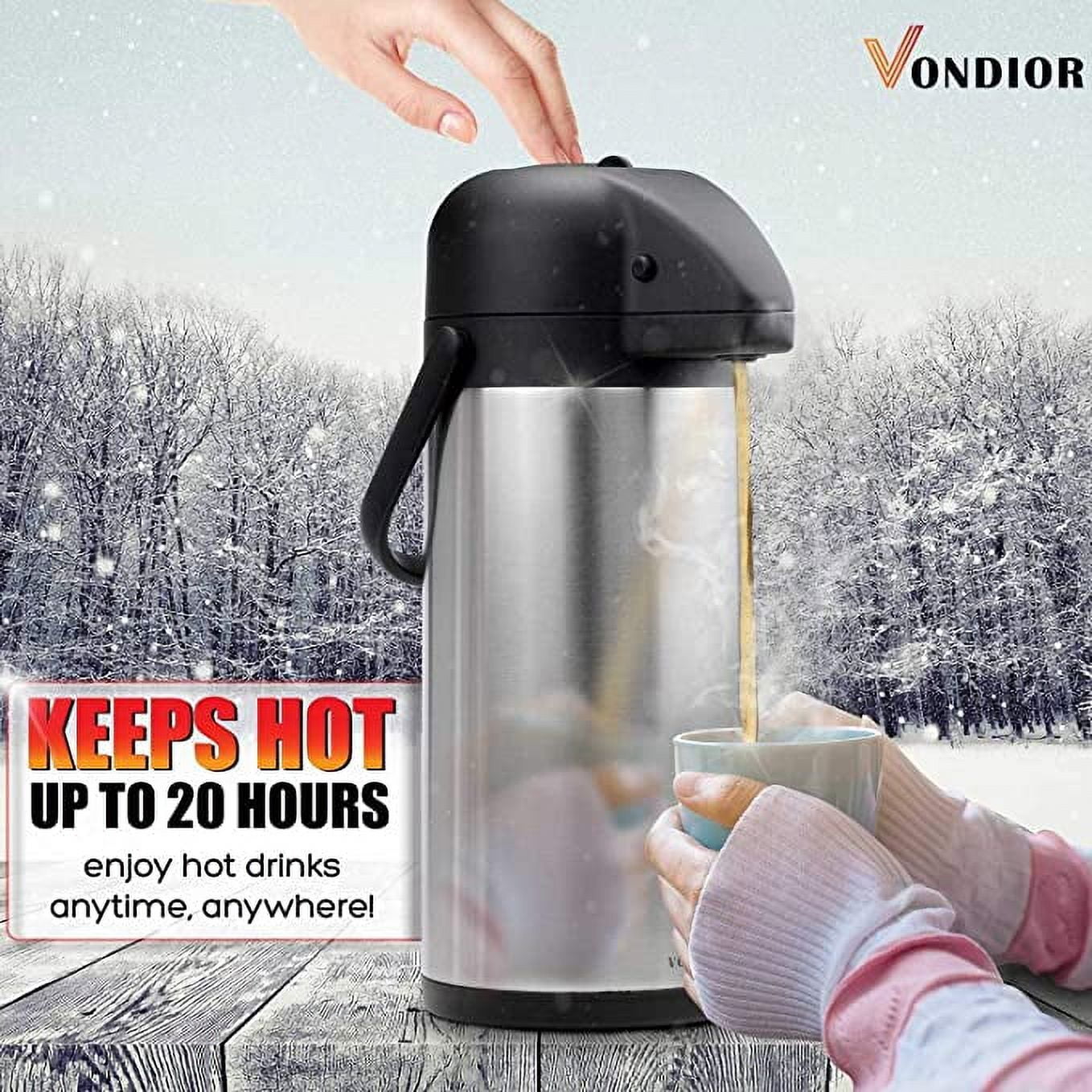  Soopot Thermal Coffee Carafe, 68Oz Coffee Dispenser, Airpot  Coffee Dispenser with Pump,Stainless Steel Insulated Flask 12-14 Hours Heat  Retention 12 Hours Cold Retention: Home & Kitchen