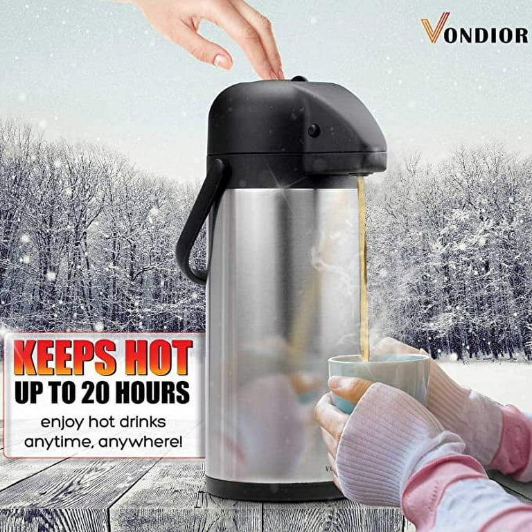 135 Oz & 4L Airpot Thermal Thermos Coffee Dispenser with Pump,Airpot Coffee  Carafe Thermal for Keeping Hot Double Walled Insulated Stainless Steel