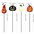 thumbnail image 3 of Metal Pumpkin Yard Stake White Jack O Lantern Halloween Outdoor Decoration for Front Yards, 3 of 7
