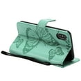 thumbnail image 3 of iPhone XR Wallet case, Allytech Pretty Retro Embossed Butterfly Flower Design PU Leather Book Style Wallet Flip Case Cover for Apple iPhone XR 6.1", Green, 3 of 10