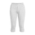 thumbnail image 4 of Cagogo Women's High Waisted Capri Pants Stretch Polka Dot Casual Leggings Active Shorts Summer Vacation Beach Travel Workout Trousers, White M, 4 of 7