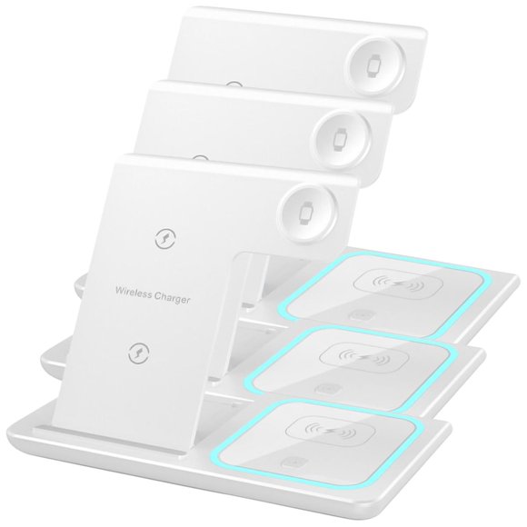 Estación Carga Inalámbrica Teléfono SwiftChargeWhite 3 Pzas Salida 15W Entrada 9V 2A Qi Blanco Plástico. Hot Shot MXCEW-003