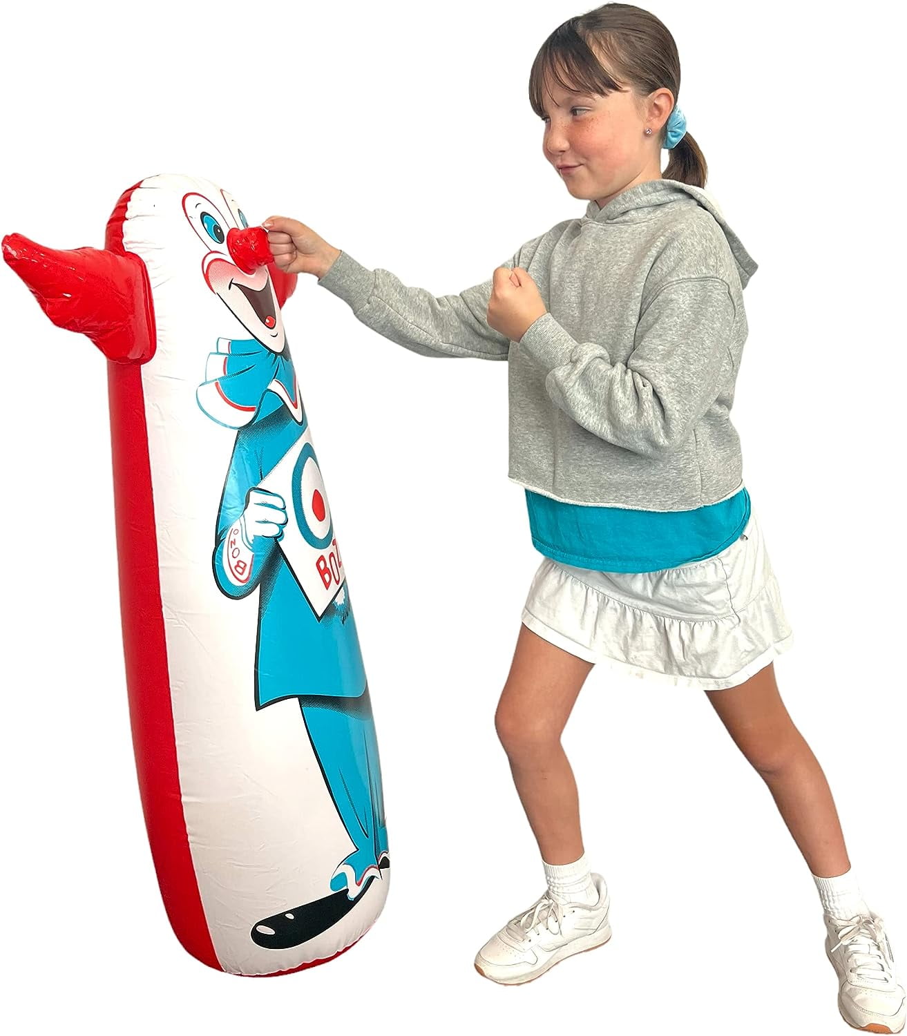 WARM FUZZY Toys - The Original 46" Bozo The Clown Inflatable 3-D Bop Bag (452) Works Great for Ages 3+ and at Home, in The Classroom or as an Energy/Stress Reliever