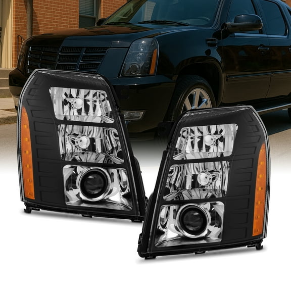 AKKON - Fits 2007-2014 Cadillac Escalade ESV EXT [HID/Xenon Type] Projector Black Headlights Pair Driver Passenger