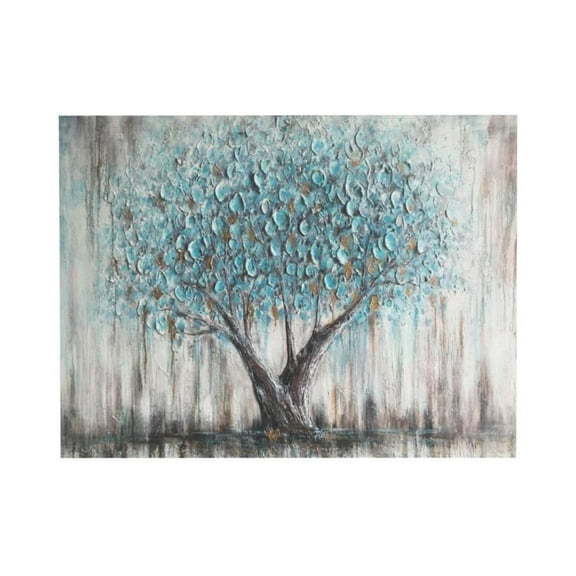 AatoeaX Tree Wall Art Teal Blue Nature Tree of Life Abstract Canvas Painting Textured Picture, Modern Panoramic Landscape Artwork Framed for Living Room Bedroom Bathroom Office Home Decor