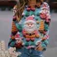 thumbnail image 1 of Birdeem Chandail de Mode pour Femmes Col Rond Manches Longues Blouses Imprimées de Noël Chandail en Molleton Tops, 1 of 1