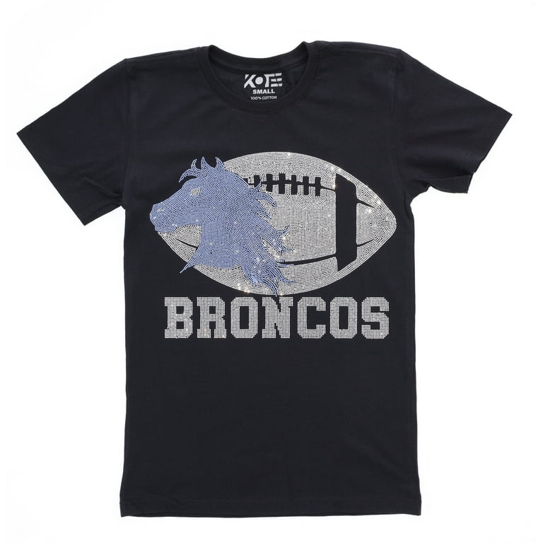 Broncos Football Horse Head Rhinestone Short Sleeve T-shirt