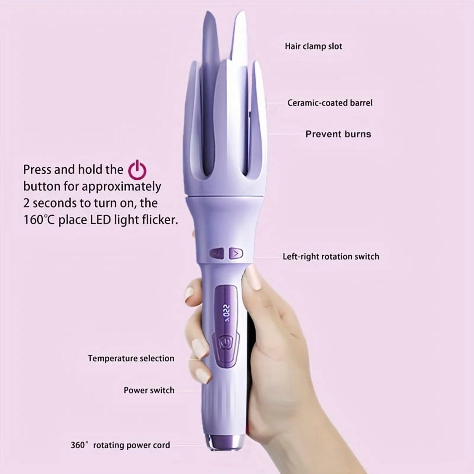 plug-in curling iron, automatic curling iron, birthday gift for women, rotating curling iron, care gift, suitable for mother, purple