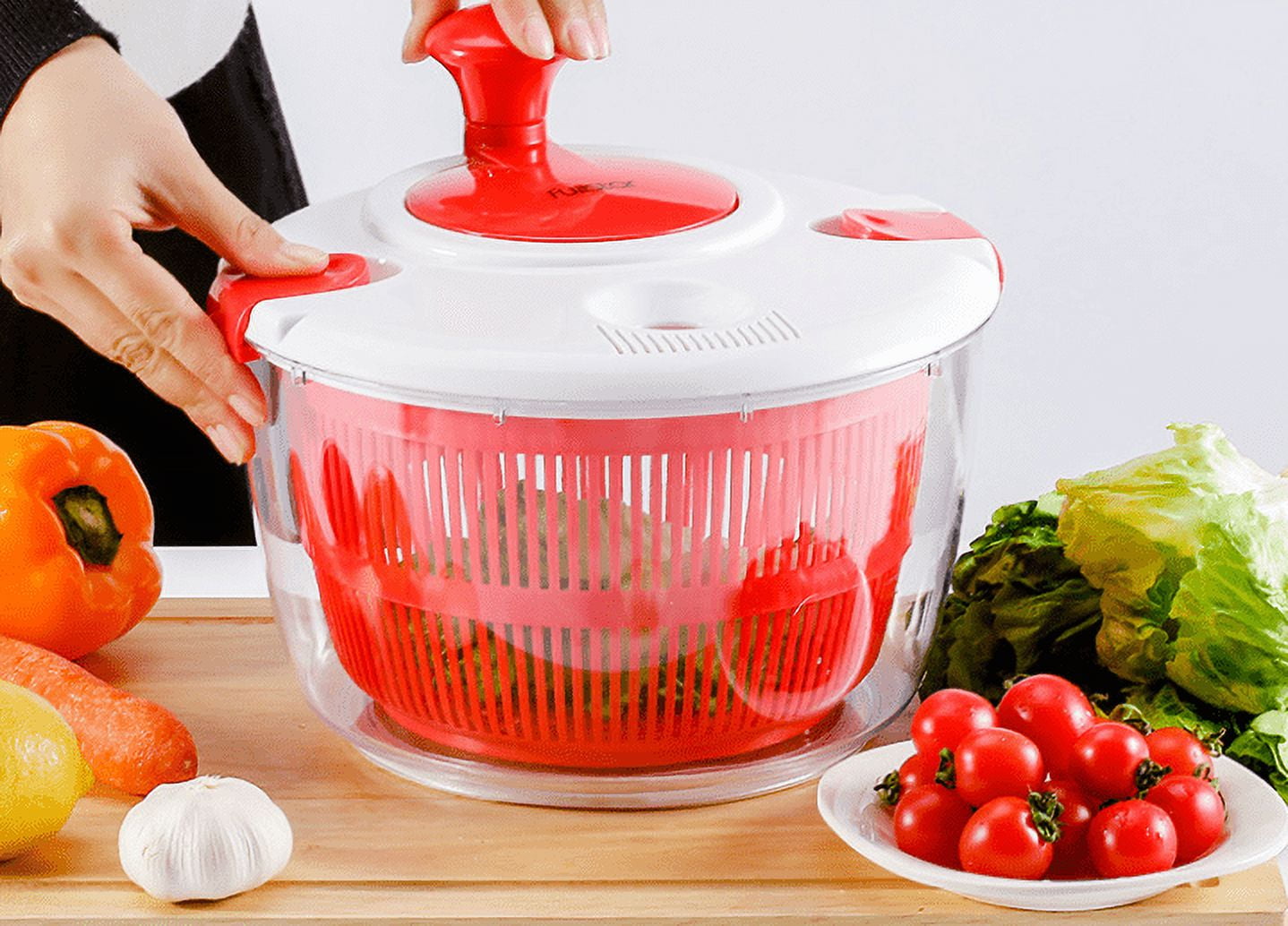 1pc Salad Spinner With Food Grade Material Bowl,Large Manual Salad