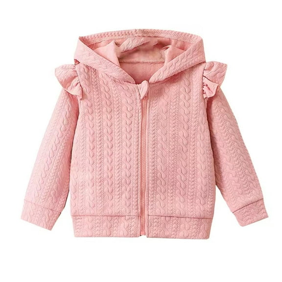 Toddler Baby Girl Zip Up Hoodies Jacket Jacquard Long Sleeve Sweatshirts Coat Fall Winter Kids Outerwear