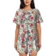 thumbnail image 1 of Balery Roses Mixed Zebra Conjunto de Pijama para Mujer con Estampado, Dos Piezas de Manga Corta y Shorts, Ropa de Dormir Suave con Cuello Redondo y Bolsillos-3X-Large, 1 of 6
