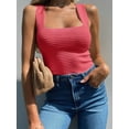 thumbnail image 4 of Womens Ribbed Tank Tops 2025 Summer Sleeveless Square Neck Shirts Casual Slim Fitted Knit Shirts Pink XL, 4 of 7