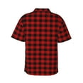 thumbnail image 3 of Red Black Check Plaid Hawaiian Shirts For Men, Summer Short-Sleeve Relaxed-Fit Button-Down Shirts 3x-Large, 3 of 9