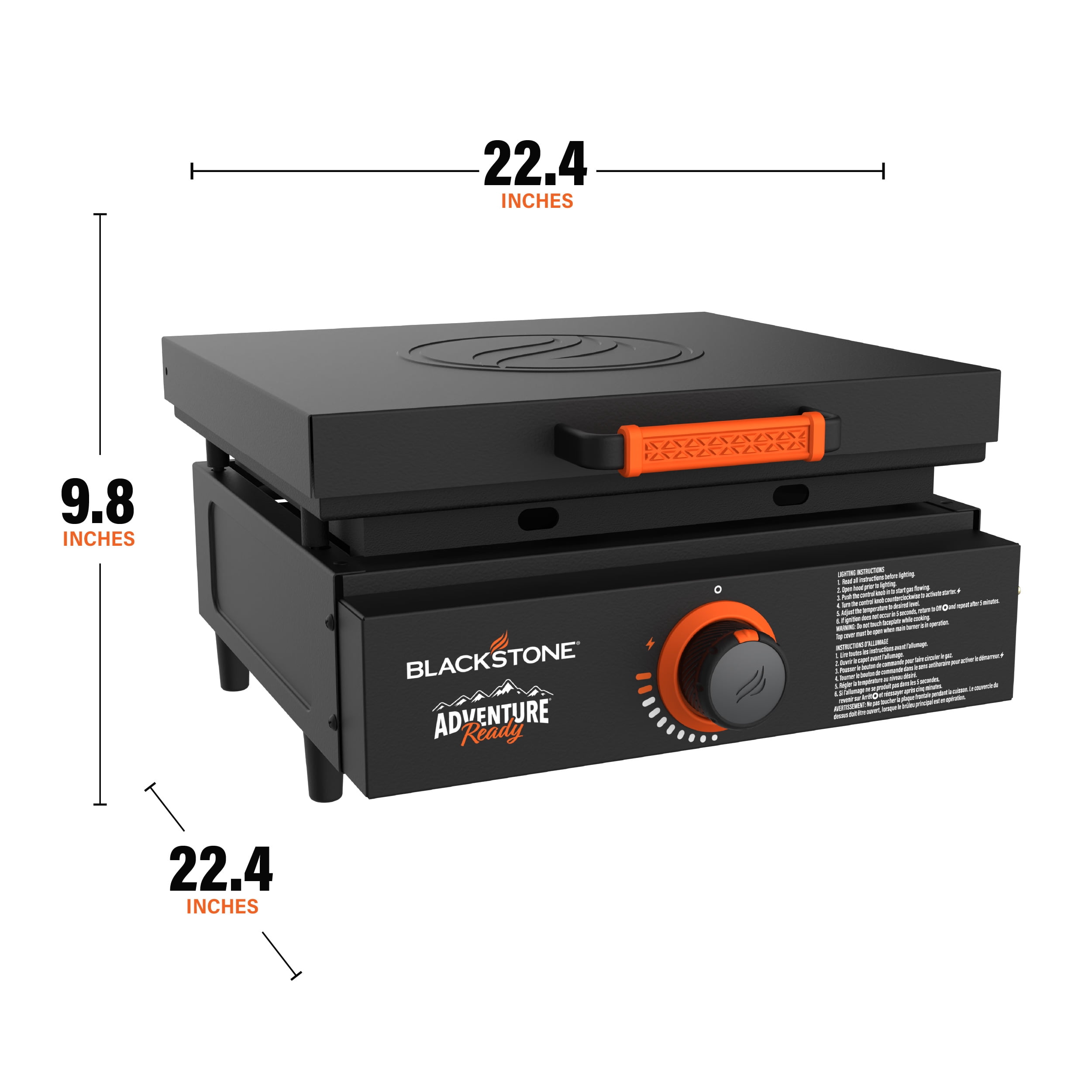 Blackstone Adventure Ready Outdoor Griddle, Single Burner 17" Propane Flat Top Grill, Black