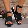 thumbnail image 2 of Sandal for Women Thick Sole Sandals Women Gladiator Open Toe Summer Trendy Non-Slip Solid Color Women Footwear Comfortable Ankle Strap Walking Beach Shoes Black 8.5, 2 of 8