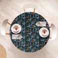 thumbnail image 4 of Ambesonne Nature Fitted Round Tablecloth, Tropical Botanical Floral, 45"- 56" Diameter, Marigold Black Fern Green, 4 of 5