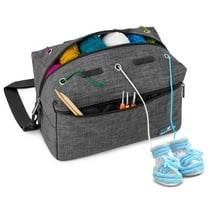PAVILIA Knitting Bag for Crocheting, Small Crochet Bag Organizer, Yarn Storage Holder for Knitter, Knitting Project Bag for Yarns Crochet Accessories, Gifts For Crocheter Knitter, Charcoal Grey