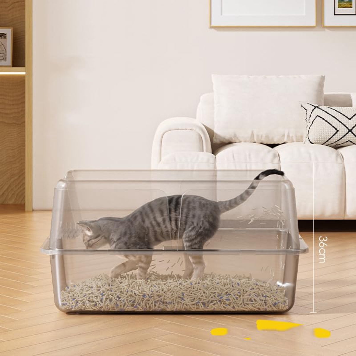 Gaderth 8 inch Deep Non-Stick Stainless Steel Litter Box, Side Opening Splash-Proof & Leak-Proof Large Metal Cat Litter Box with Lid & Scoop, Easy-Clean & Durable