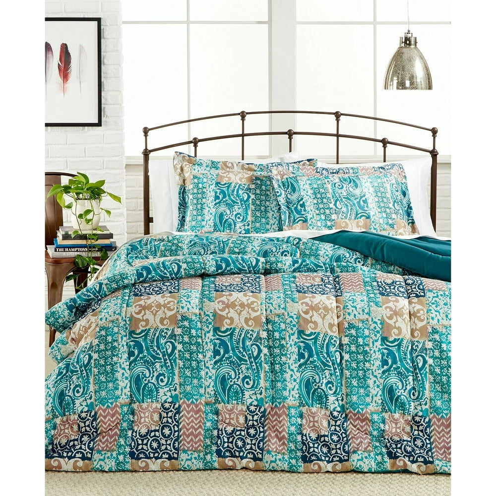 Painted Patchwork 2Pc. Reversible Comforter Set TWIN / TWIN XL Turquoise