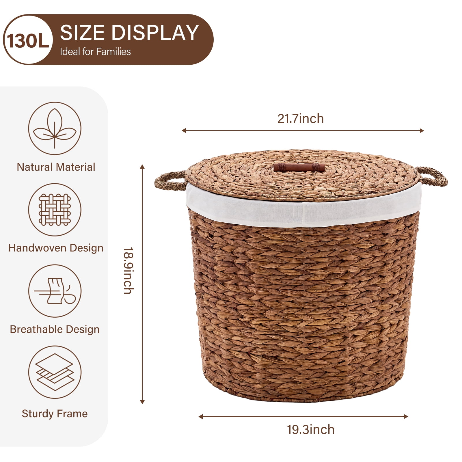 Round Laundry Hamper with Lid