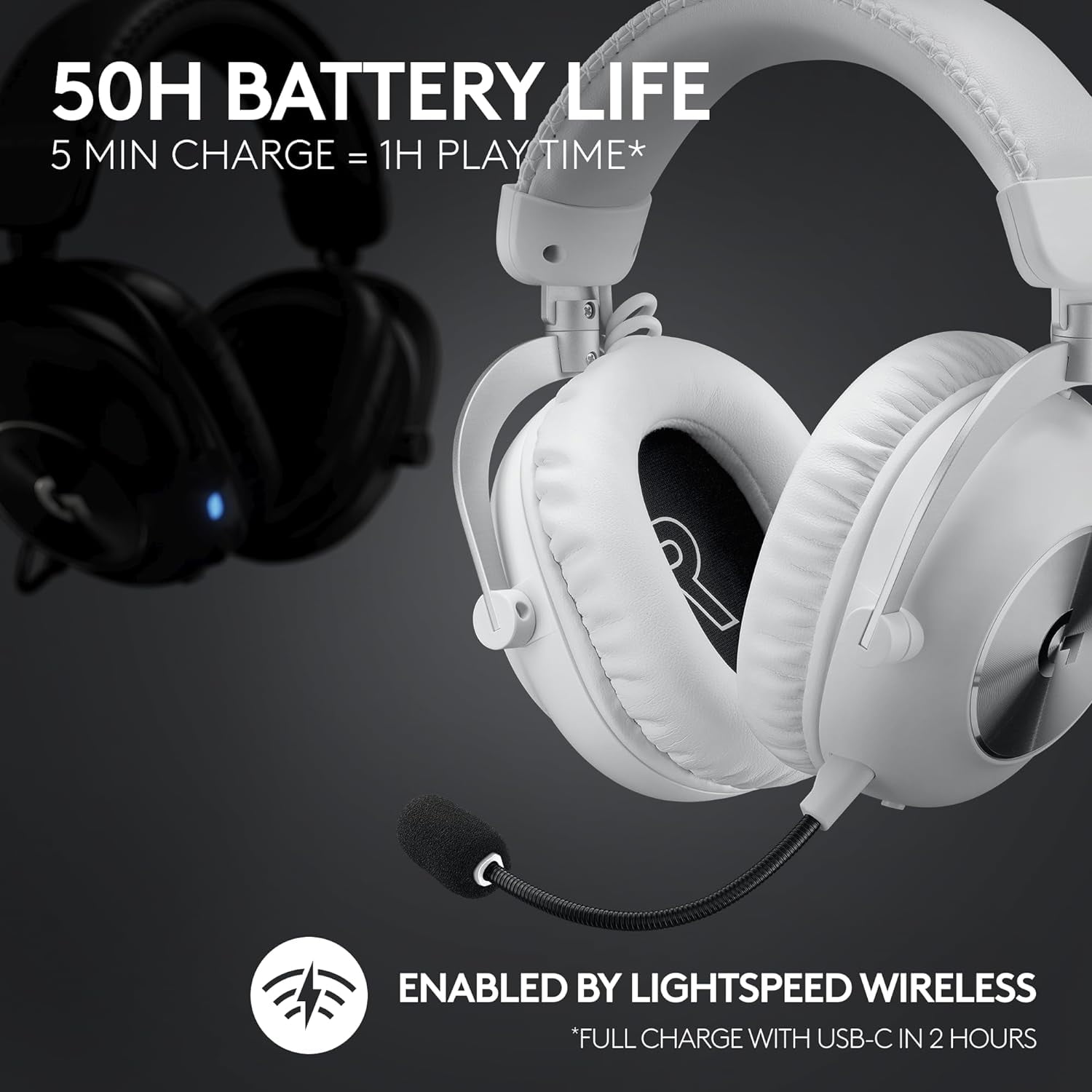 Logitech G PRO X 2 LIGHTSPEED Wireless Gaming Headset, Detachable Boom Mic, 50mm Graphene Drivers, DTS:X Headphone 2.0-7.1 Surround,