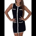 thumbnail image 3 of Vestidos de Negocios Informales Semiformales para Mujer, Elegantes, de Punto, Ajustados, con Botones y Bloques de Color, para Verano 2025. Negro L, 3 of 10