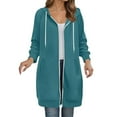 thumbnail image 2 of Long Hoodies for Women 2025 Fall Winter Long Sleeve Plain Zip Up Hooded Sweatshirt with Pockets Cardigan Jacket Coat, 2 of 5