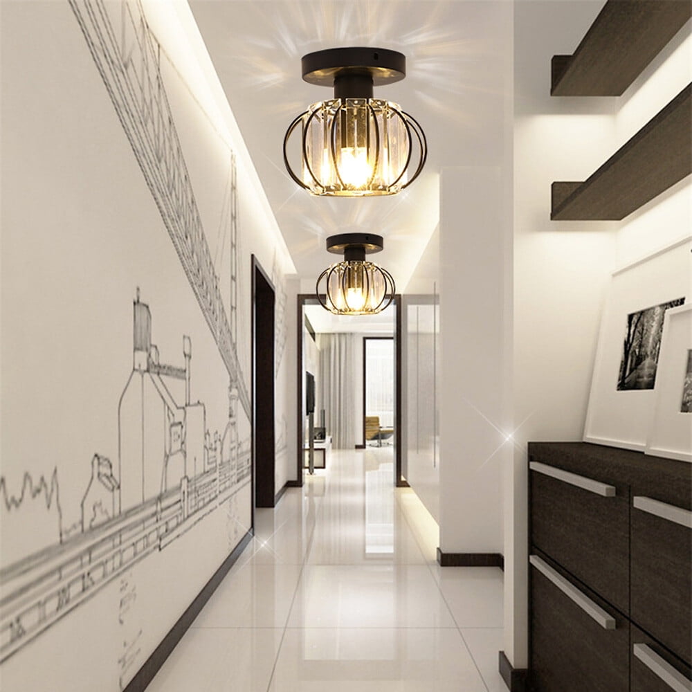 TFCFL Crystal Chandelier Aisle Hallway Pendant Light Flush Mount Modern Ceiling Lamp Fixture E27