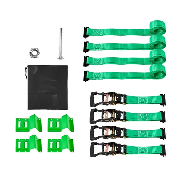 KFFKFF Wheel Chock Tie-Down Kit with Straps, Trailer Tie-Down System for Vehicles, Break Strength 4380 lbs & Working Load 1460 lbs, Compatible with ATVs, UTVs, and Motorcycles