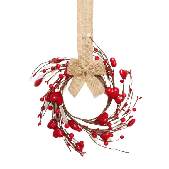 Valentines Day Heart Wreath 5 Inch Artificial Floral Wreath,Welcome Sign Front Door Decoration,with Ribbon Door Wall Window Hanging Decor,for Wedding Anniversary Holiday,for Home Decor, Wall
