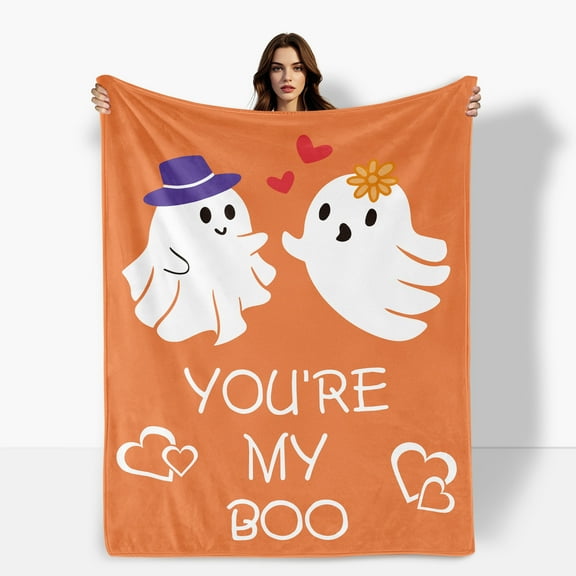 Orange Sunny Doll Fleece Blanket For Couples Love Heart Design Sofa Bed Travel Camping Polyester Throw Shipped From USA Soft Warm Comfortable Flannel Blanket Ideal For Family Friends Gift