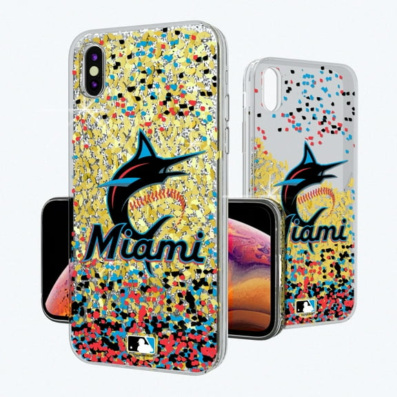 Miami Marlins Glitter Confetti iPhone Case