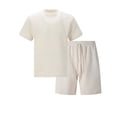 thumbnail image 4 of Domuza Mens Casual 2 Piece Outfits-Short Sleeve Athletic Set Oversize T-Shirts Drawstring Tracksuit Set Khaki 2XL, 4 of 5